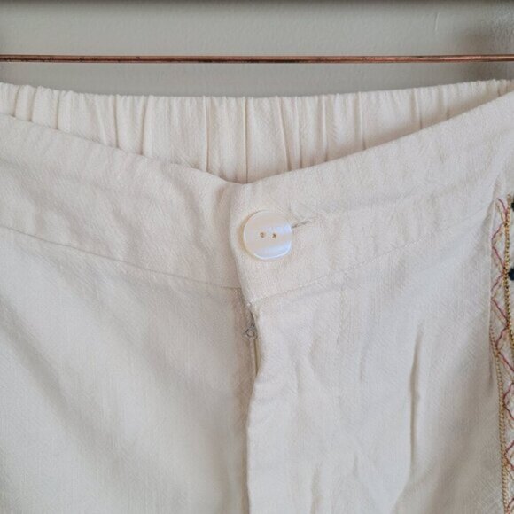 Anthropologie S Boho Straight Wide Leg Capri Floral Embroidered Cropped Pants - Picture 4 of 16